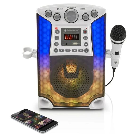 NEW The Singing Machine Bluetooth CD+G Karaoke System W/ LED Lights & Microphone - Picture 3 of 5